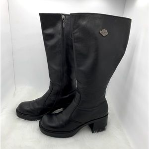 Womens Black Leather Harley Davidson tall boots